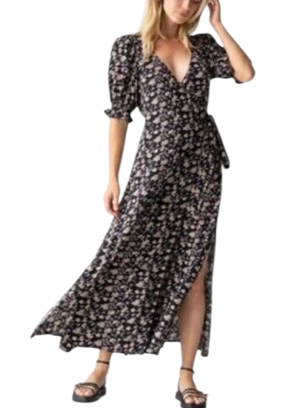 Natural Life Sophia Maxi Wrap Dres S Floral Wedding Guest Party Vacation